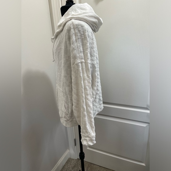 Billabong Women's White Check Hooded Sweatshirt Size L Casual Fall - Picture 8 of 12